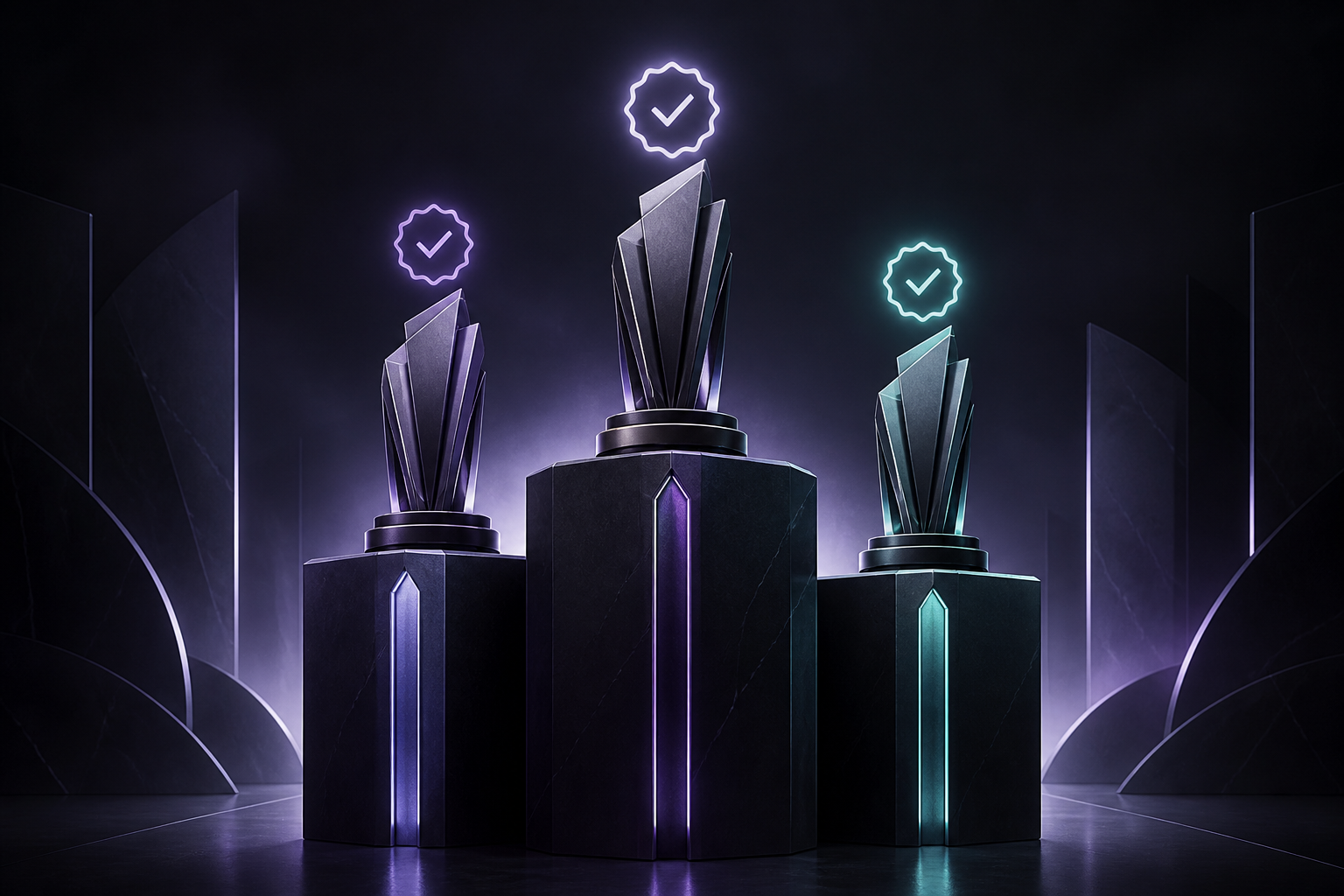 Abstract capacity pillars with verified badge glow representing best authorized IP stresser criteria in 2026