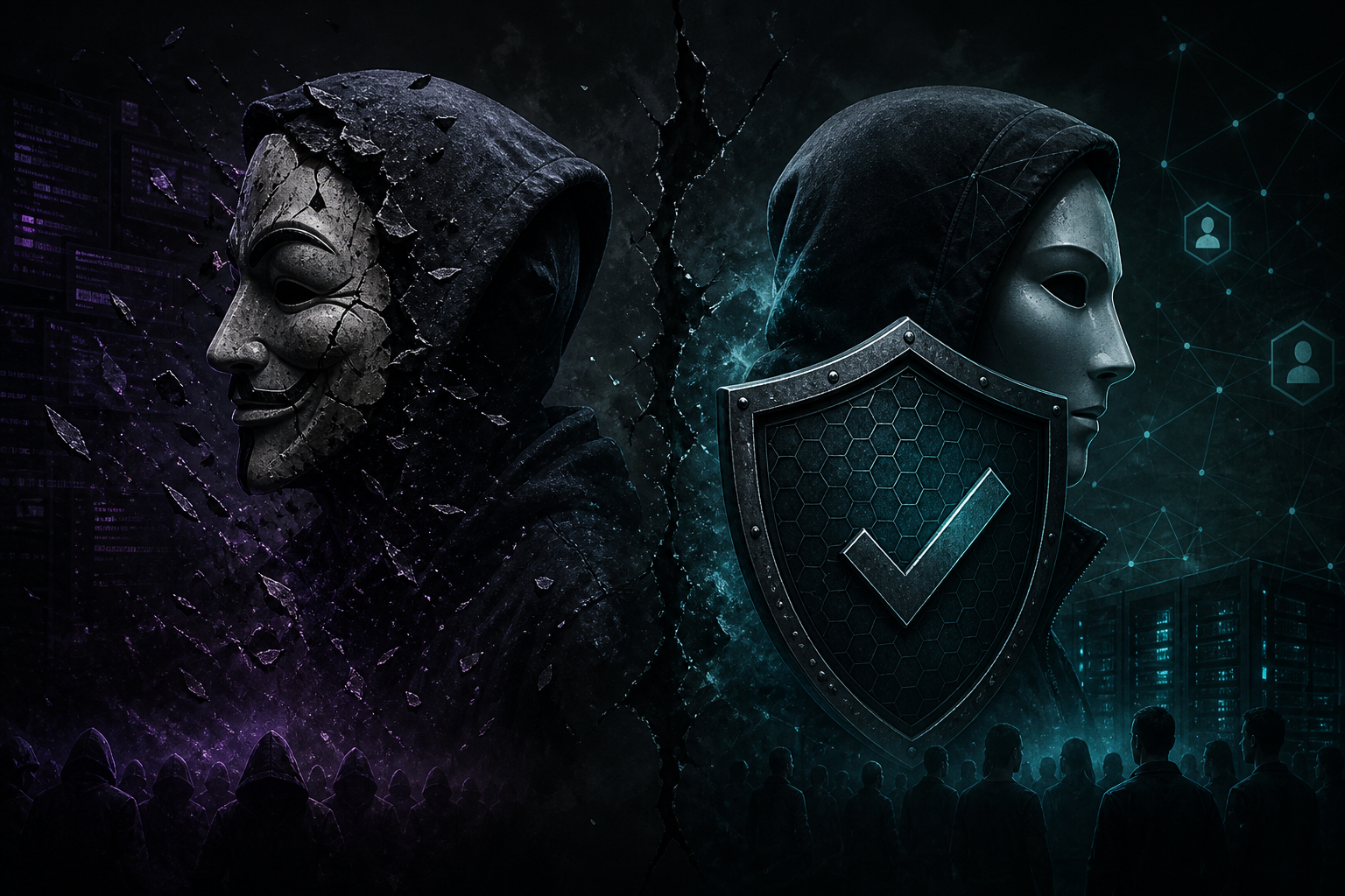 Cracked anonymous mask versus verified shield comparing booter abuse and authorized stress testing