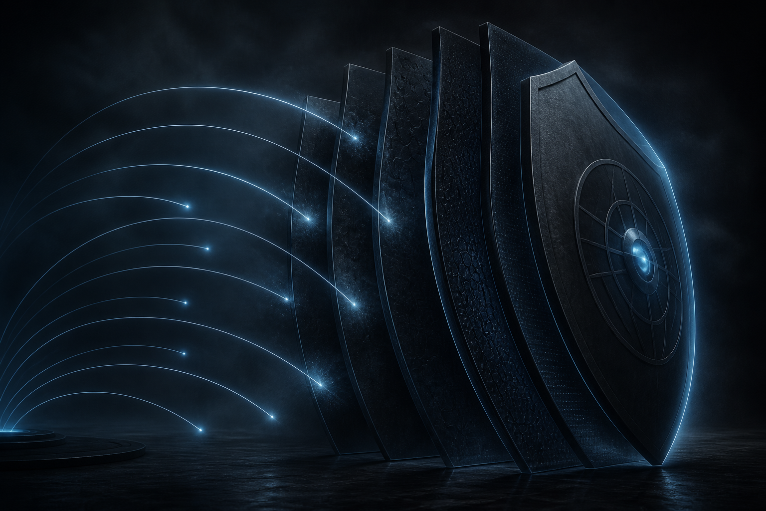 Layered protection shields gently probed by controlled authorized traffic arcs